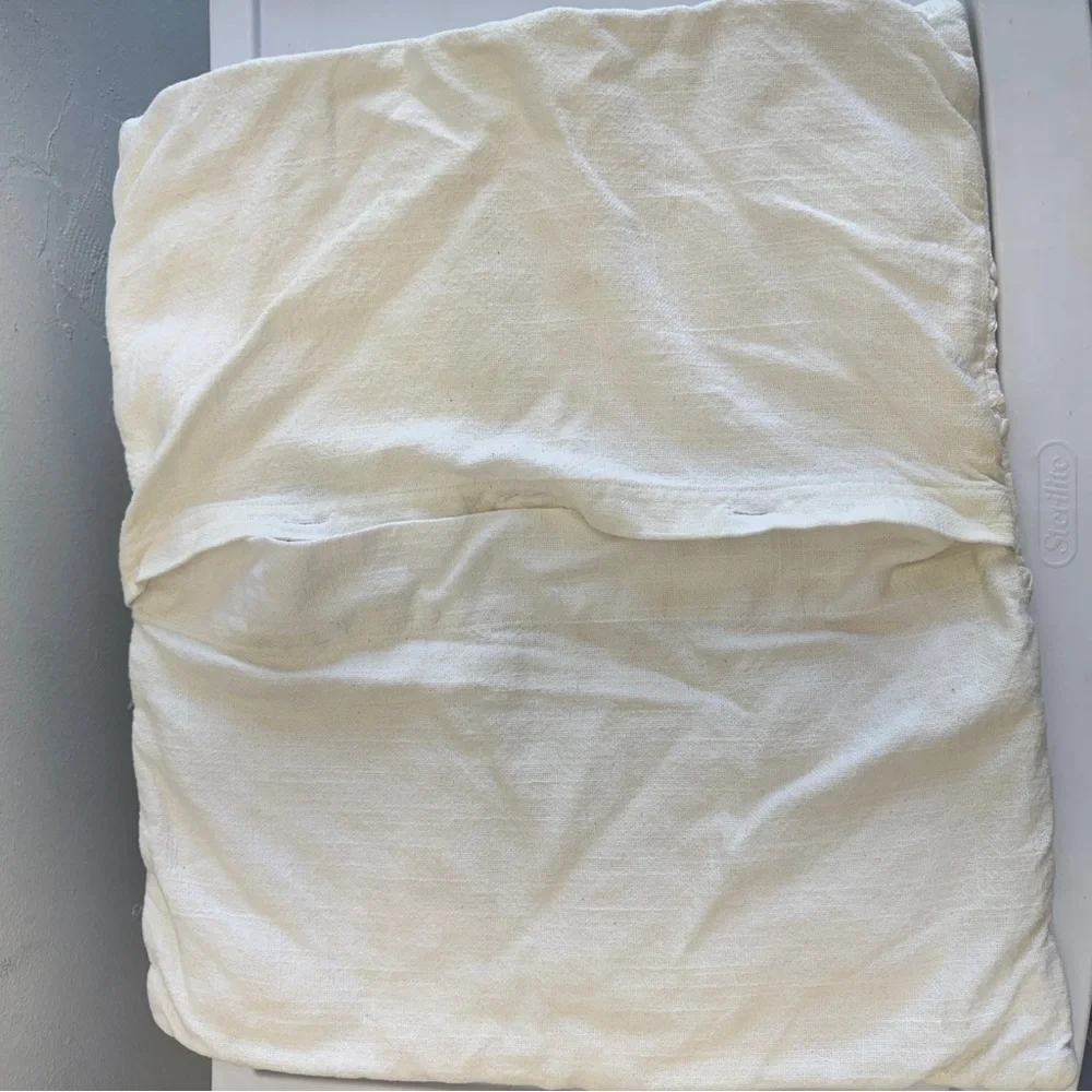 West Elm Embroidered Floral Pillow Cover Cream White Ivory 18x18